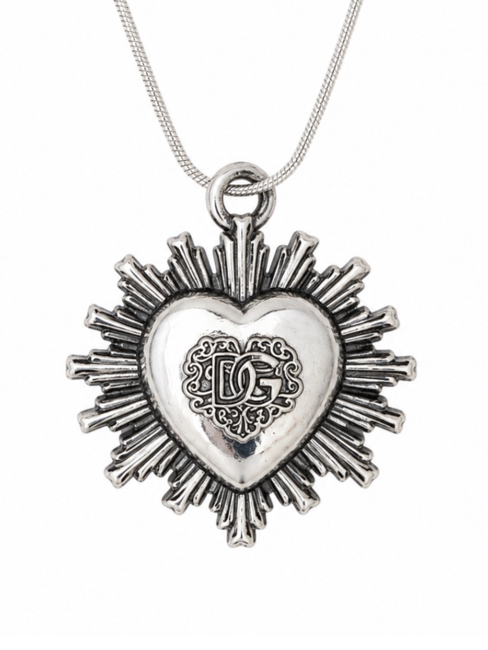 Dolce & Gabbana Silver Heart Radiant Pendant Necklace